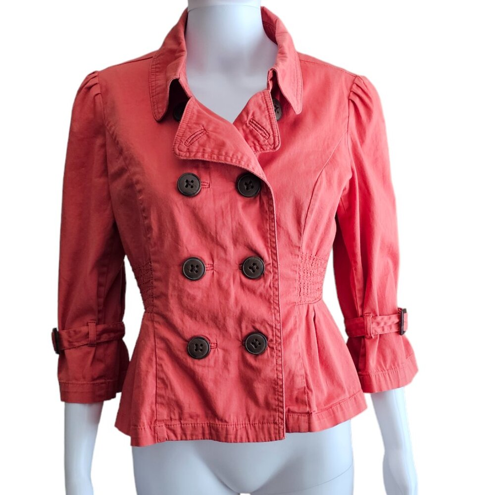 AMERICAN RAG CIE Women Pleated Hem, Double Button Down Jacket
